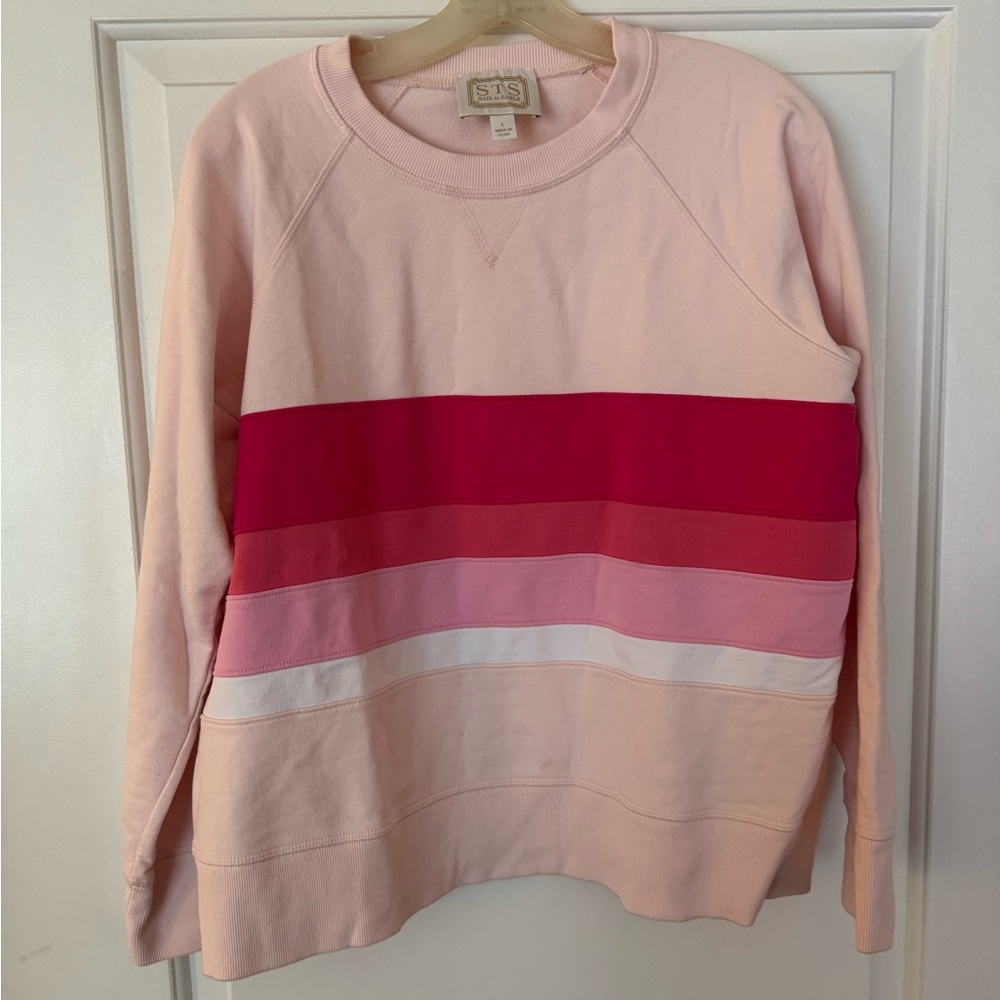 Sale to Sable light pink sweatshirt with pink and red stripes